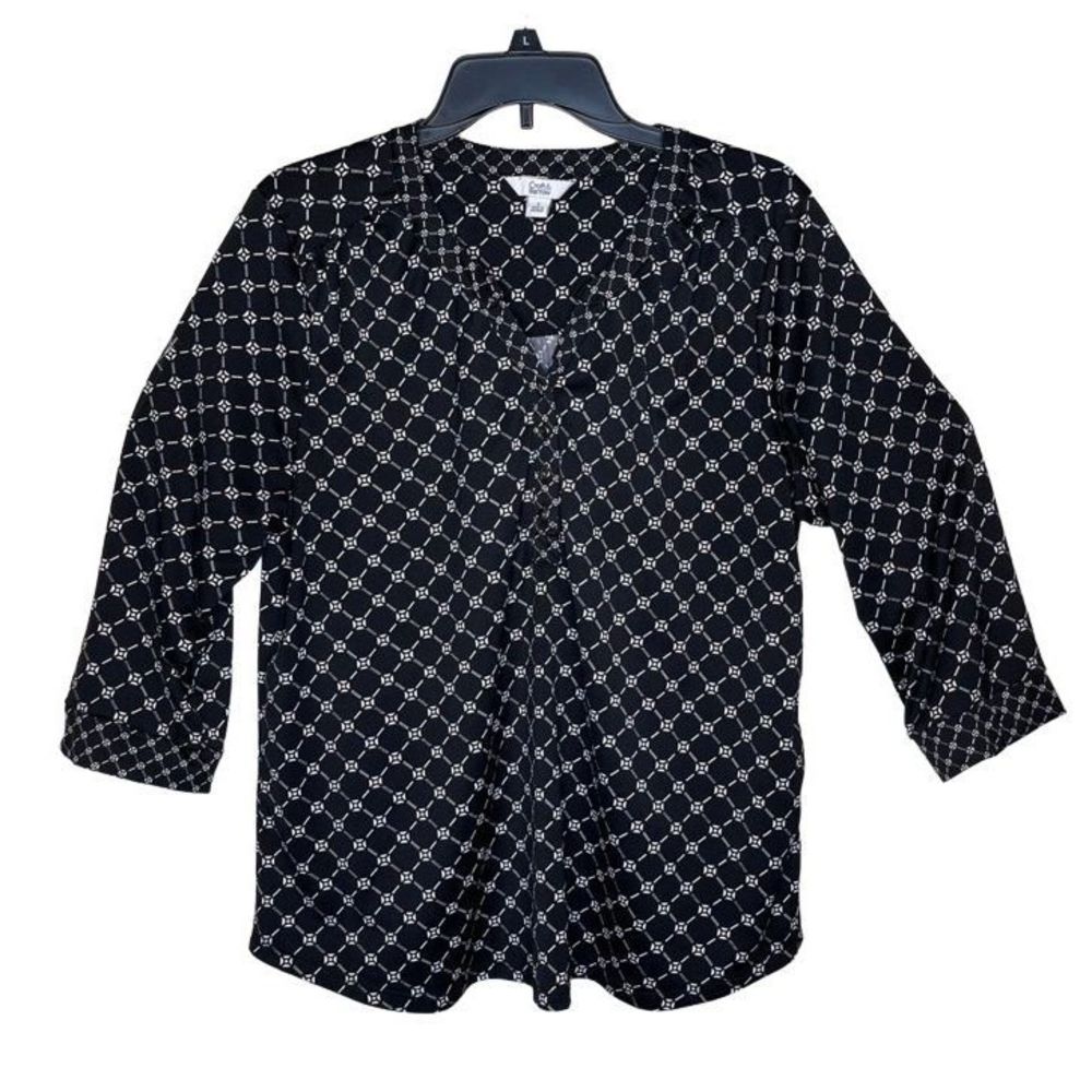 Croft & Barrow V-neck Blouse with 3/4 length sleeves - sz L